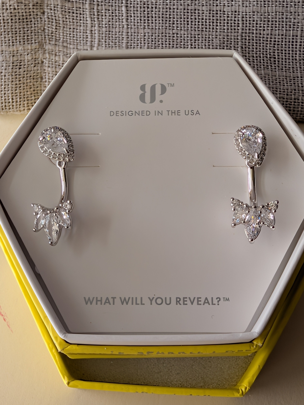 Bomb Party CZ Rodium Drop Earrings - Removable Jackets